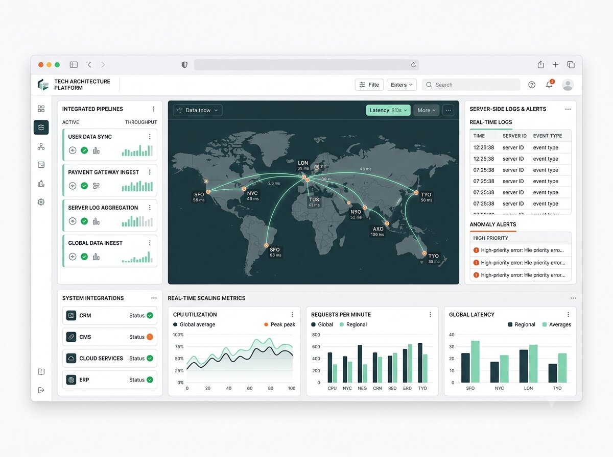 report _on _integrated _pipelines_server-side data_logs_ real-time scaling metrics.